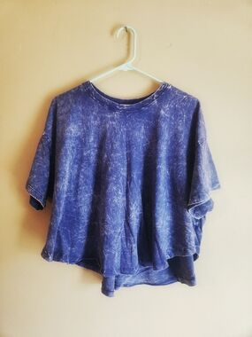 Zenana Washed Indigo Short-Sleeve Boxy Tee